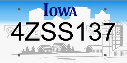 4ZSS137 Iowa License Plate