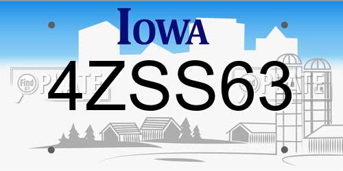4ZSS63 Iowa License Plate