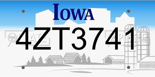 4ZT3741 Iowa License Plate
