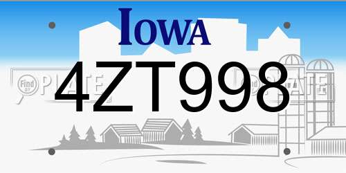 4ZT998 Iowa License Plate