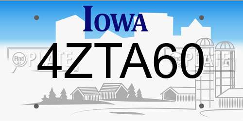 4ZTA60 Iowa License Plate