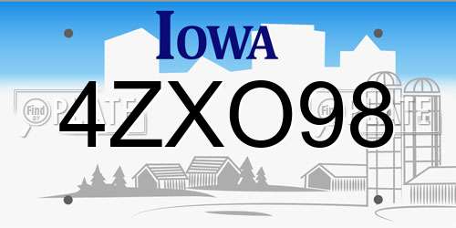 4ZXO98 Iowa License Plate