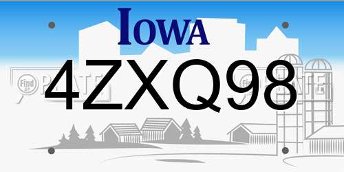 4ZXQ98 Iowa License Plate