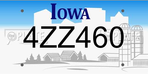 4ZZ460 Iowa License Plate