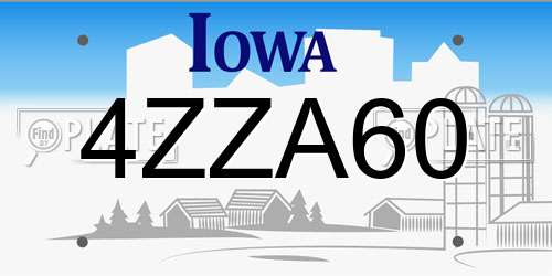 4ZZA60 Iowa License Plate