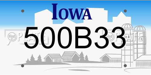 500B33 Iowa License Plate
