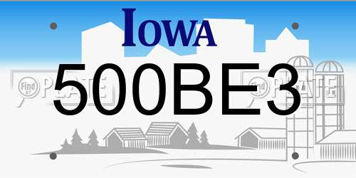 500BE3 Iowa License Plate