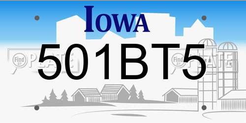 501BT5 Iowa License Plate