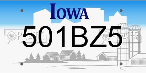 501BZ5 Iowa License Plate