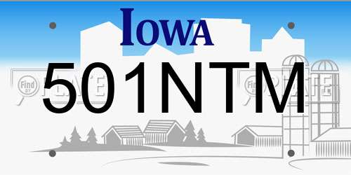 501NTM Iowa License Plate