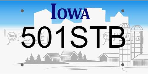 501STB Iowa License Plate