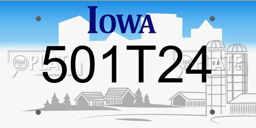 501T24 Iowa License Plate
