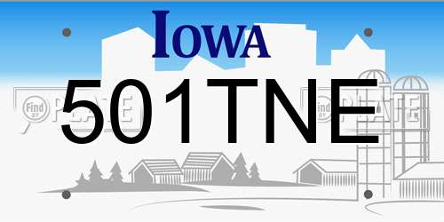 501TNE Iowa License Plate