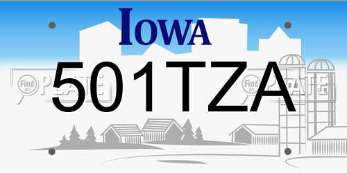 501TZA Iowa License Plate