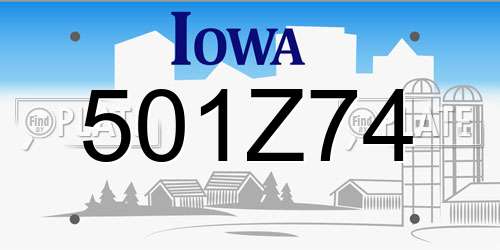 501Z74 Iowa License Plate