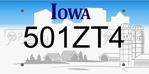 501ZT4 Iowa License Plate