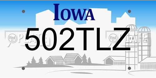 502TLZ Iowa License Plate