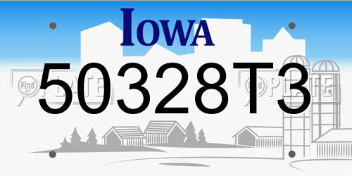 50328T3 Iowa License Plate