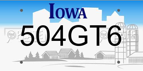 504GT6 Iowa License Plate