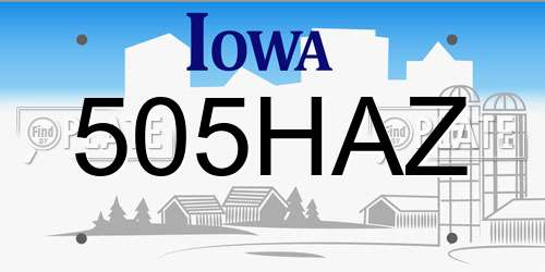 505HAZ Iowa License Plate