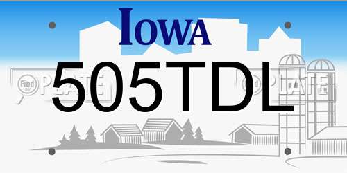 505TDL Iowa License Plate