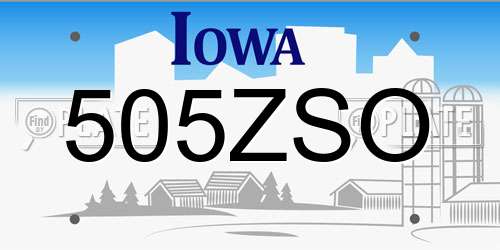 505ZSO Iowa License Plate