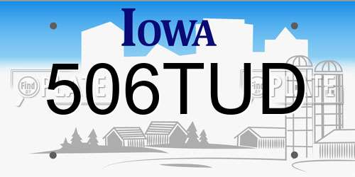 506TUD Iowa License Plate