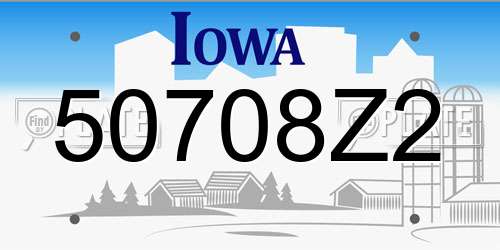 50708Z2 Iowa License Plate