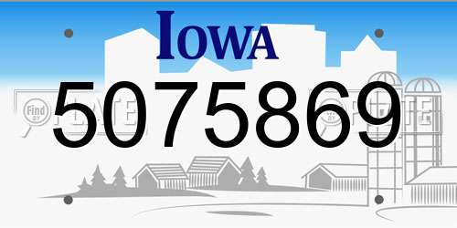 5075869 Iowa License Plate
