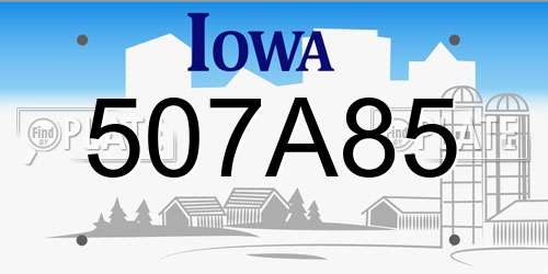 507A85 Iowa License Plate