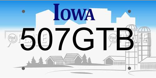507GTB Iowa License Plate