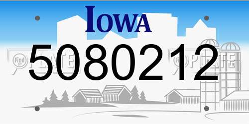 5080212 Iowa License Plate