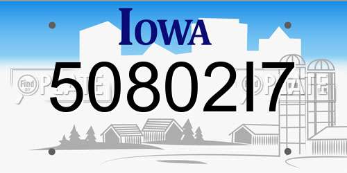 50802I7 Iowa License Plate