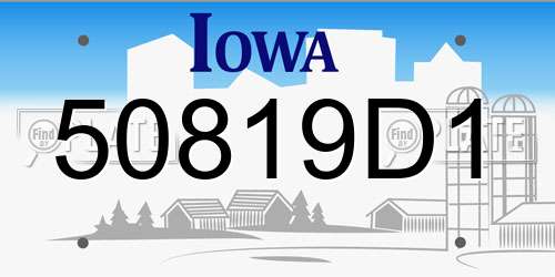 50819D1 Iowa License Plate