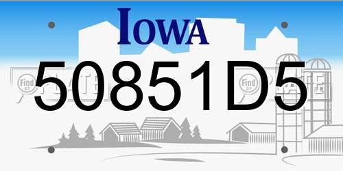 50851D5 Iowa License Plate