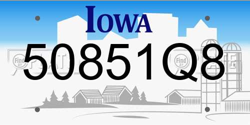 50851Q8 Iowa License Plate
