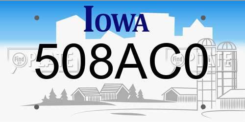 508AC0 Iowa License Plate