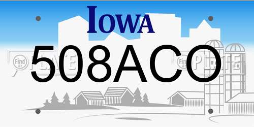 508ACO Iowa License Plate