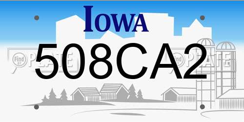 508CA2 Iowa License Plate