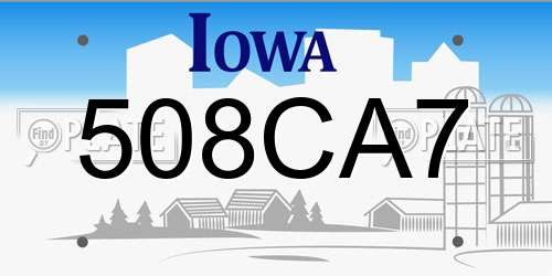 508CA7 Iowa License Plate