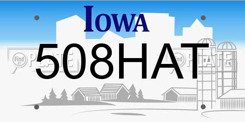 508HAT Iowa License Plate