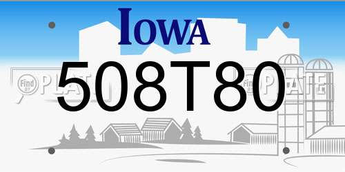 508T80 Iowa License Plate