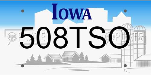 508TSO Iowa License Plate