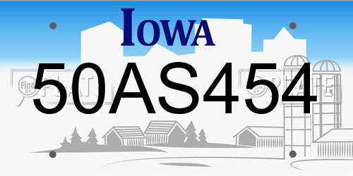 50AS454 Iowa License Plate