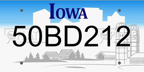 50BD212 Iowa License Plate