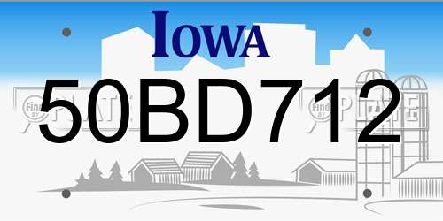 50BD712 Iowa License Plate