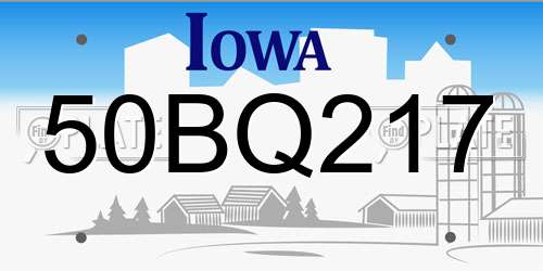 50BQ217 Iowa License Plate