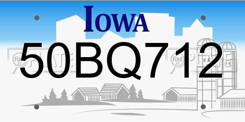 50BQ712 Iowa License Plate