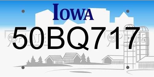 50BQ717 Iowa License Plate