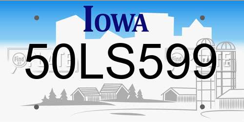 50LS599 Iowa License Plate